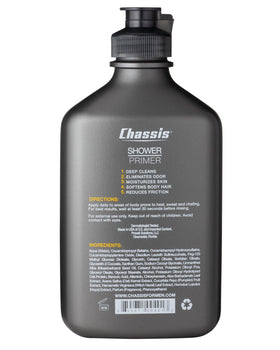 Chassis smooth skin after shower for lasting softness.
