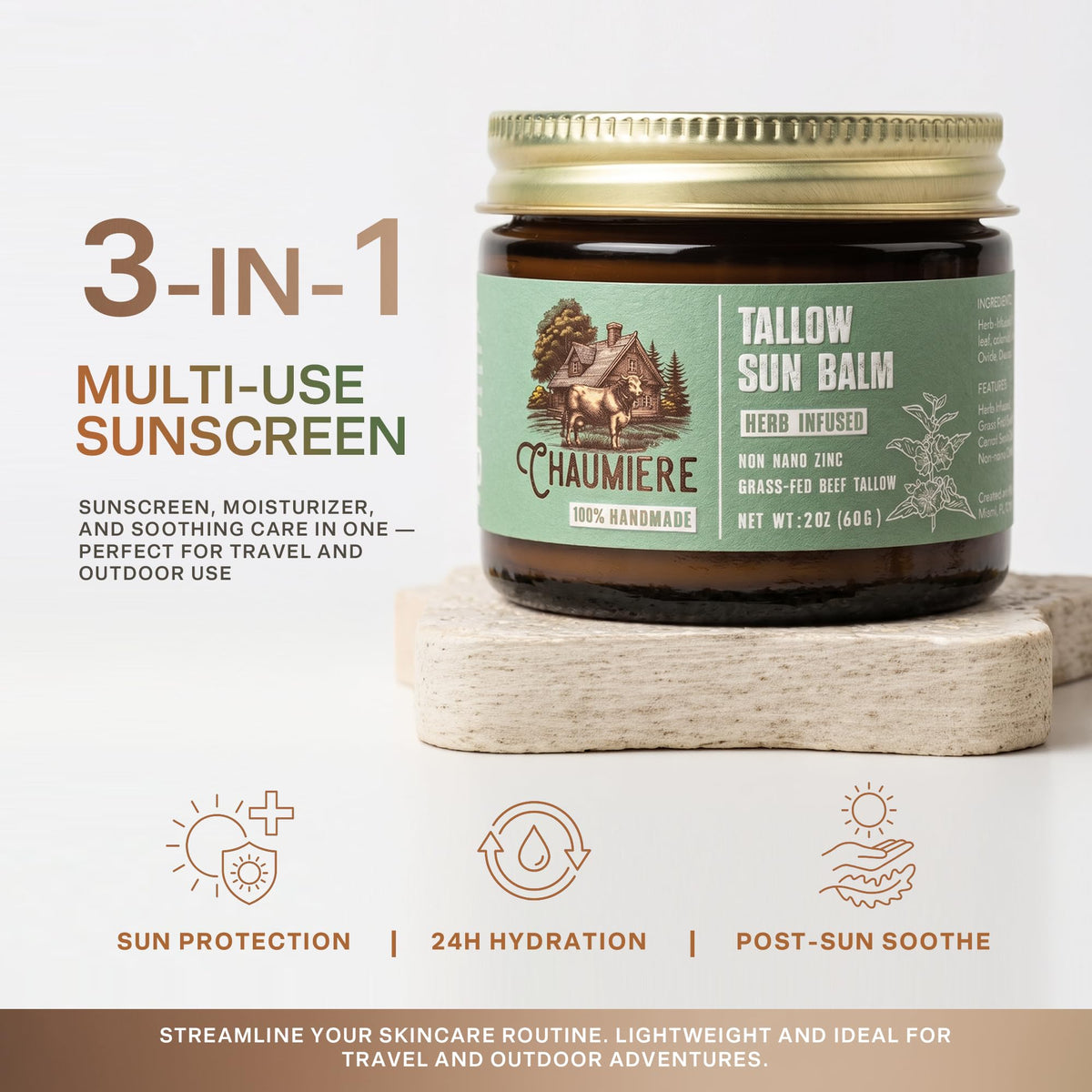 Chaumiere reef-safe, biodegradable sunscreen for oceans