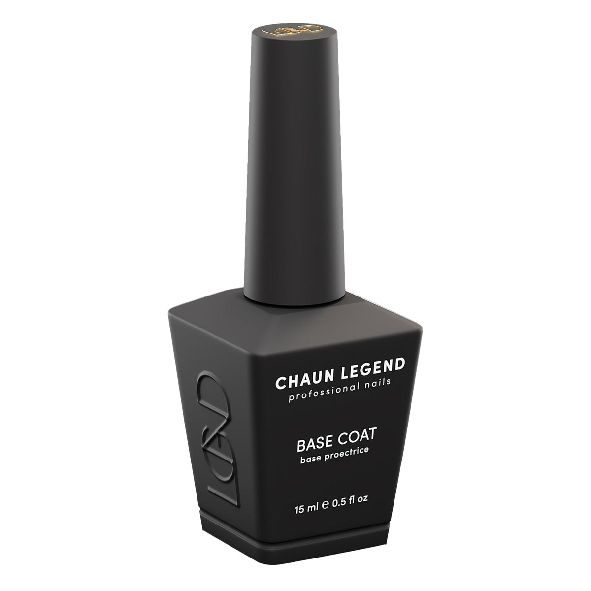 Chaun Legend Gel Base Coat bottle demonstrates strong adhesion for long-lasting nails.