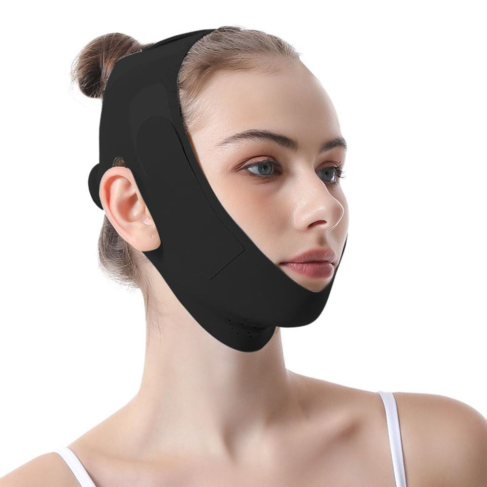 CheckSimple chin strap sleeping closeup shows soft fabric for comfortable night wear.