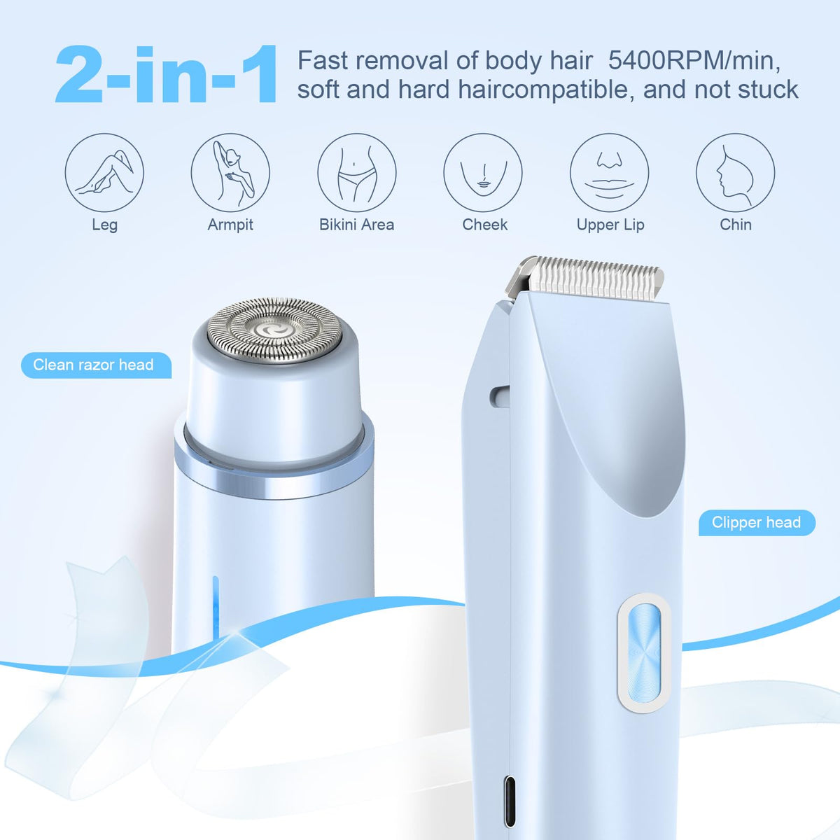 CheckSimple Dermave bikini-trimmer blue 2-in-1 heads enable versatile grooming