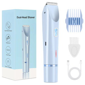 CheckSimple Dermave bikini-trimmer blue front view enables precise grooming