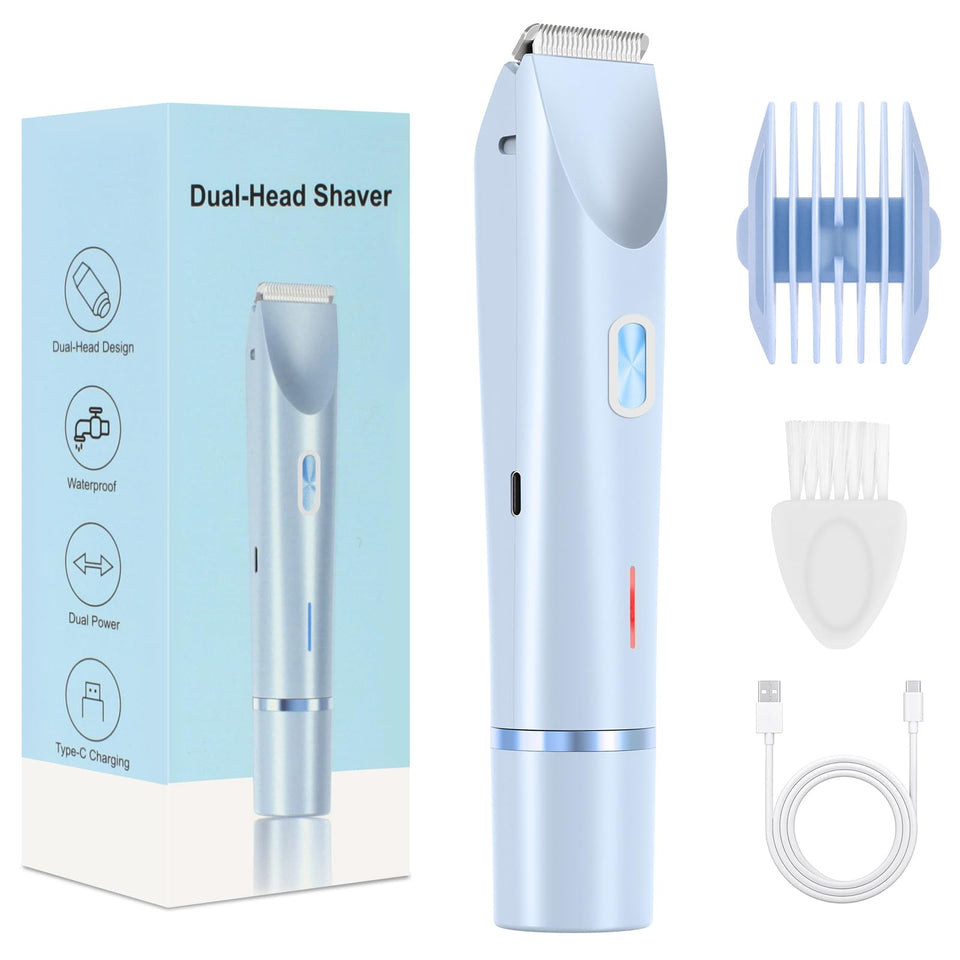 CheckSimple Dermave bikini-trimmer blue front view enables precise grooming