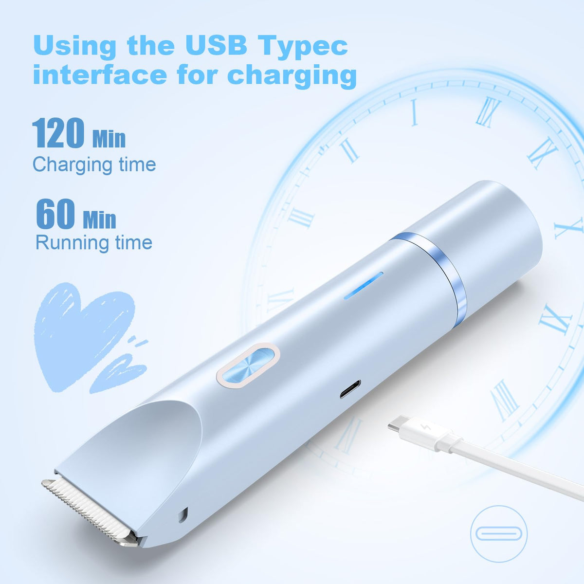 CheckSimple Dermave bikini-trimmer blue USB charging for travel-ready power
