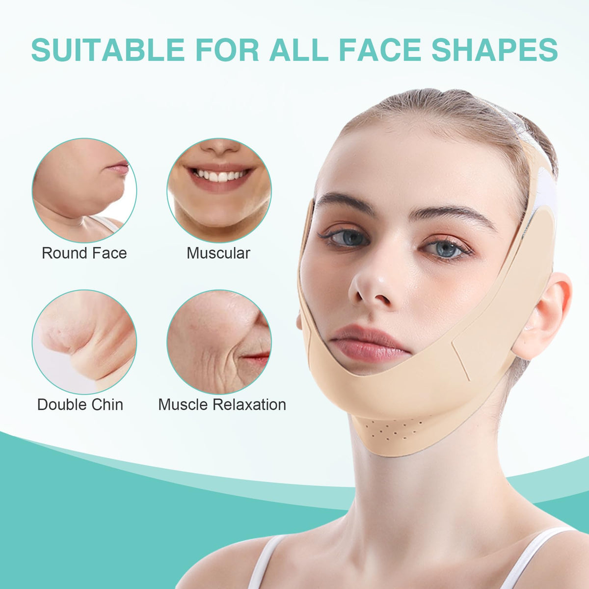 CheckSimple face slimmer in use during daily tasks and rest.