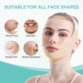 CheckSimple face slimmer in use during daily tasks and rest.