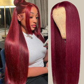 CHEETAHBEAUTY 99J burgundy lace-front wig with natural hairline for seamless daily wear