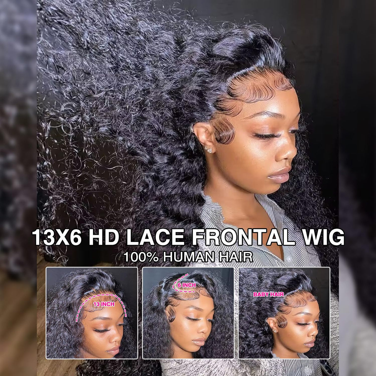 CHEETAHBEAUTY Deep Wave wig side part reveals natural volume and everyday wearability.