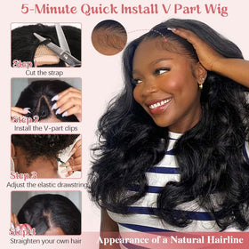 CHEETAHBEAUTY V Part Wig Clip-in half wig for versatile styling
