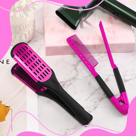 CHENGU clamp-style brush works with flat iron for smoother results.