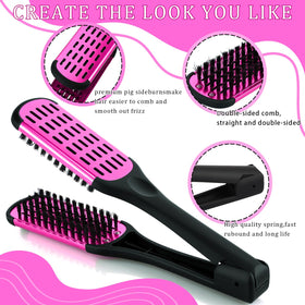 CHENGU V-shaped styling comb anchors hair for precise straightening.