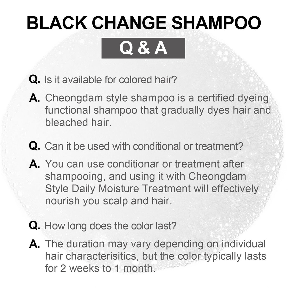 CHEONGDAM STYLE Forest Black Change Shampoo demonstrates grey hair coverage visually.