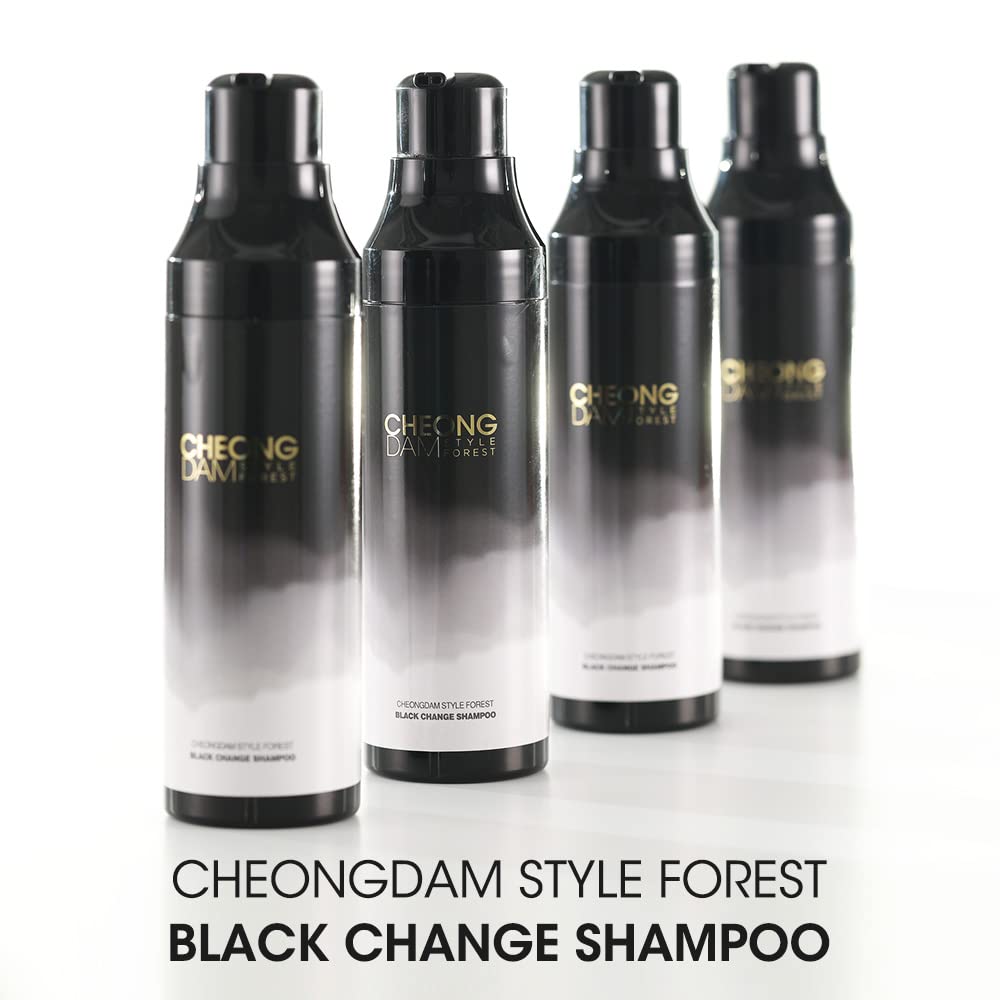 CHEONGDAM STYLE Forest Black Change Shampoo packaging design with brand identity.