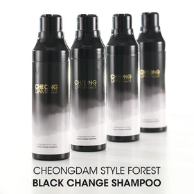CHEONGDAM STYLE Forest Black Change Shampoo packaging design with brand identity.