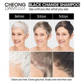 Close-up of CHEONGDAM STYLE Forest Brown Change Shampoo foam on strands.