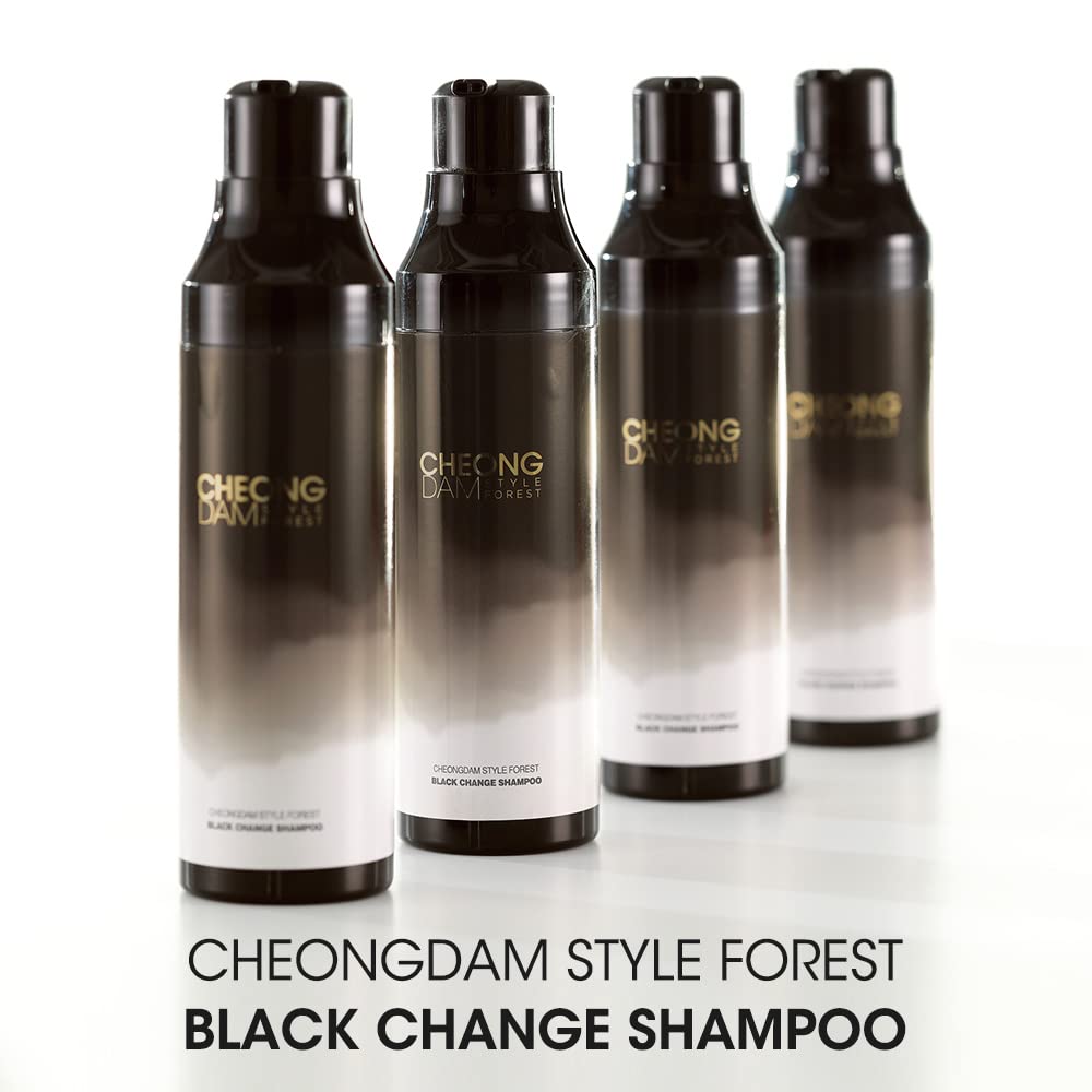 Packaging highlights peptides, ceramides, and hyaluronic acid in CHEONGDAM STYLE Forest Brown Change Shampoo.