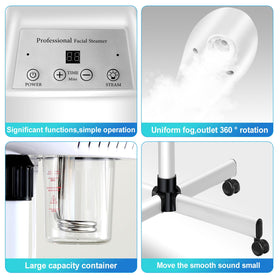 Chetunju facial steamer features 360-degree rotation for versatile reach.