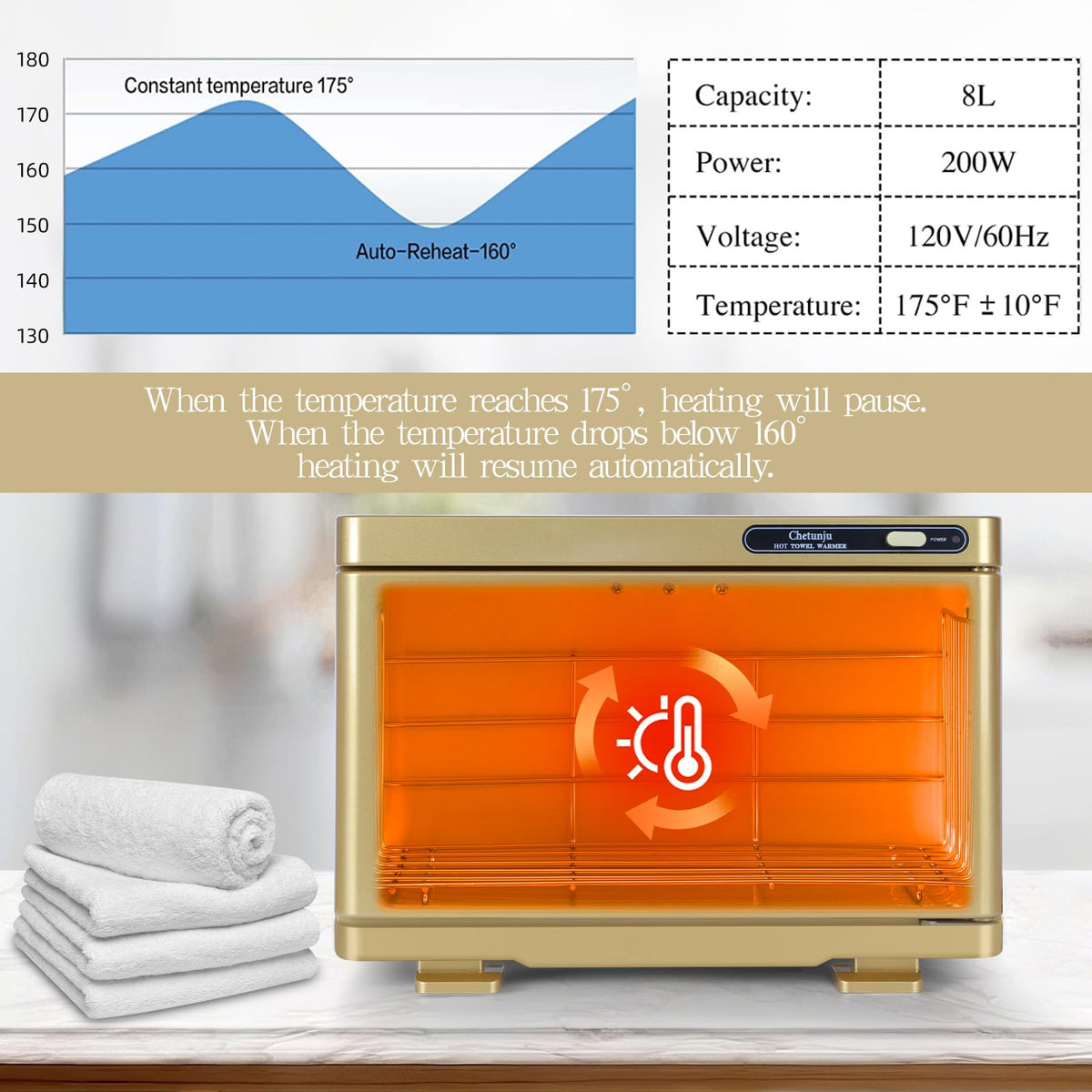 Chetunju clip included for easy hot towel retrieval.