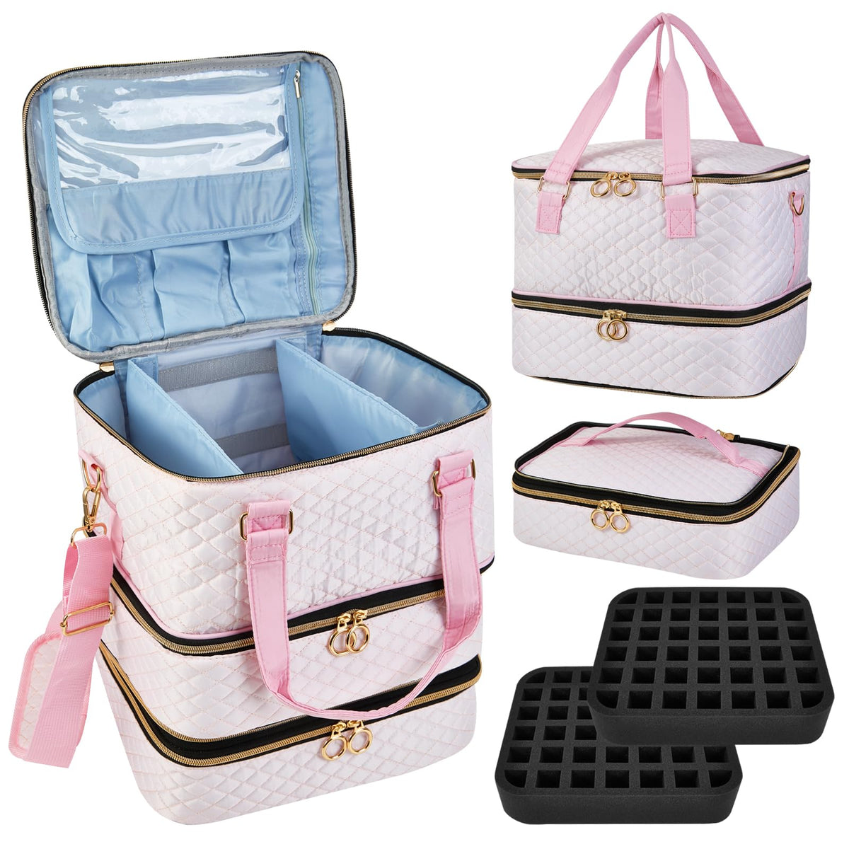 Cheungren nail polish organizer front view shows three-layer design for easy access and quick selection.
