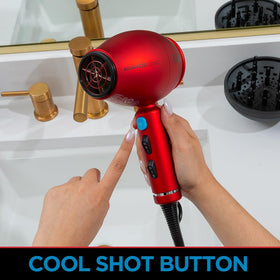 CHI 1875 Series compact dryer in hand demonstrates fast, smooth drying.