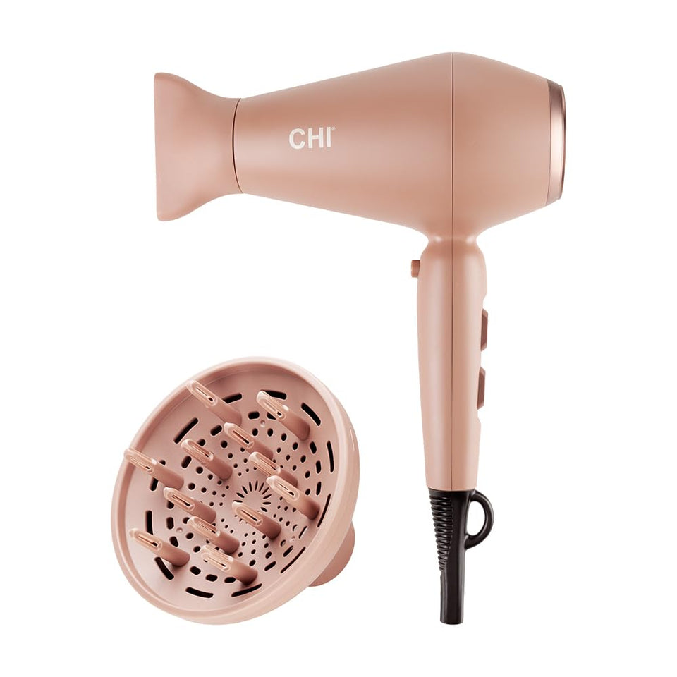 CHI 1875 Series Hair Dryer front view shows mocha finish for smooth styling.