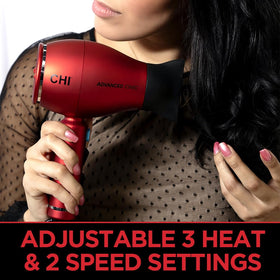 CHI 1875 Series ion generator close-up highlighting frizz reduction and shine.