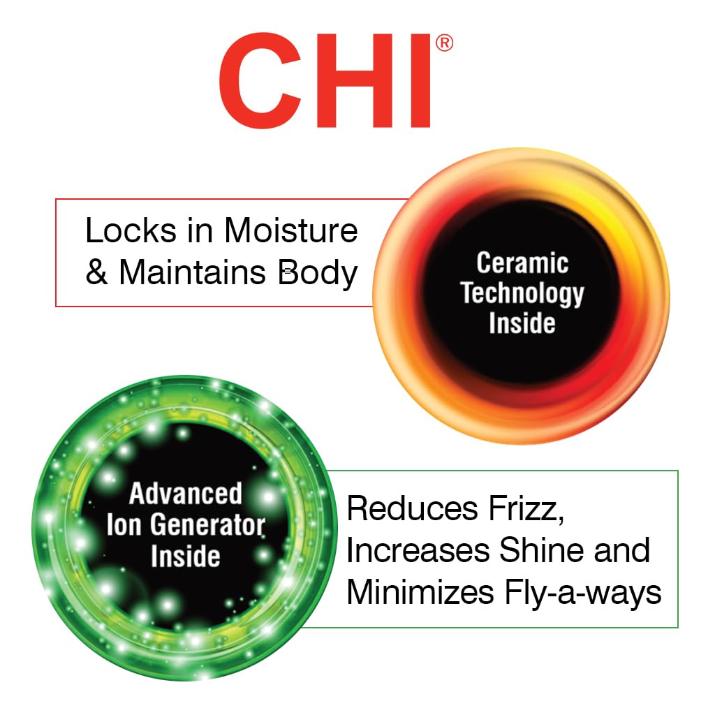 CHI 3-in-1 Round Blowout Brush with ionic technology reduces frizz and boosts shine.