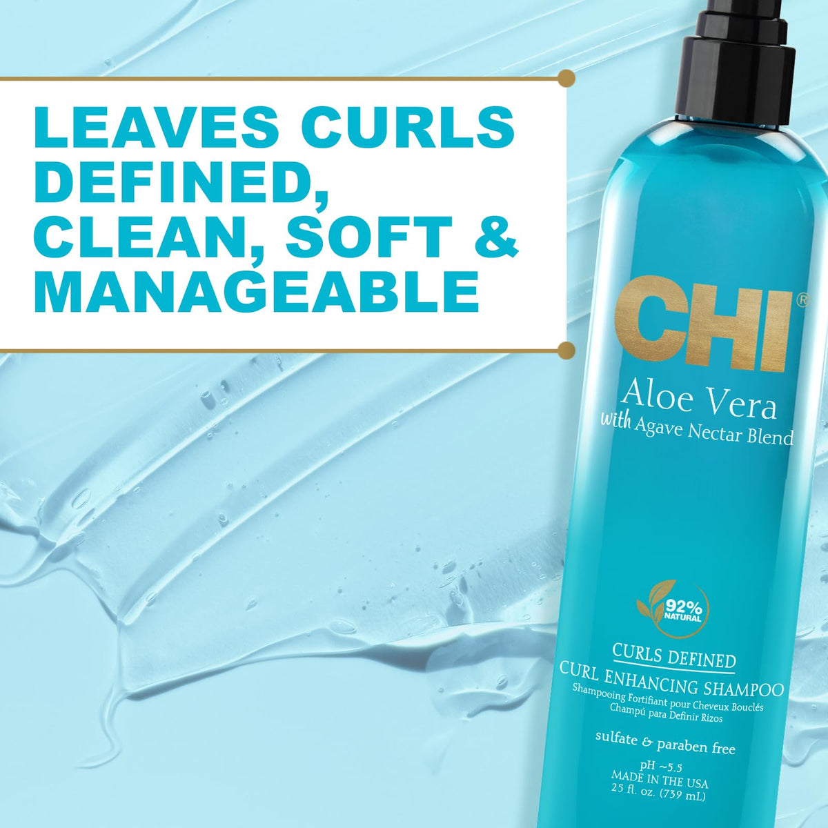 Shimmering lather and splash depict rich cleansing action