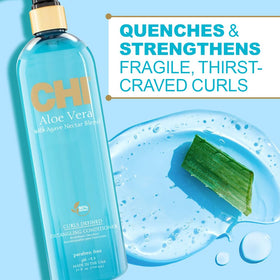 Application scene of CHI Aloe Vera Detangling Conditioner demonstrates easy slip for waves.