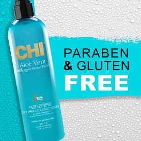 CHI Aloe Vera Detangling Conditioner glossy finish on hair after use.