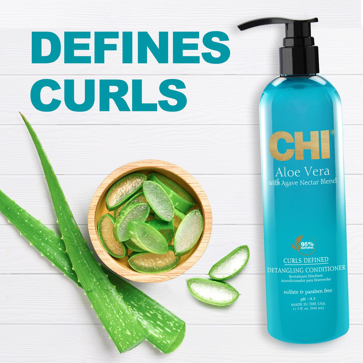 CHI Aloe Vera Detangling Conditioner texture close‑up reveals creamy formula.
