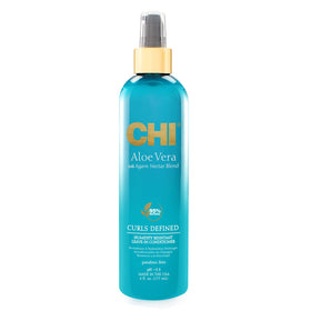 CHI Aloe Vera Leave-In bottle showing moisture for defined curls