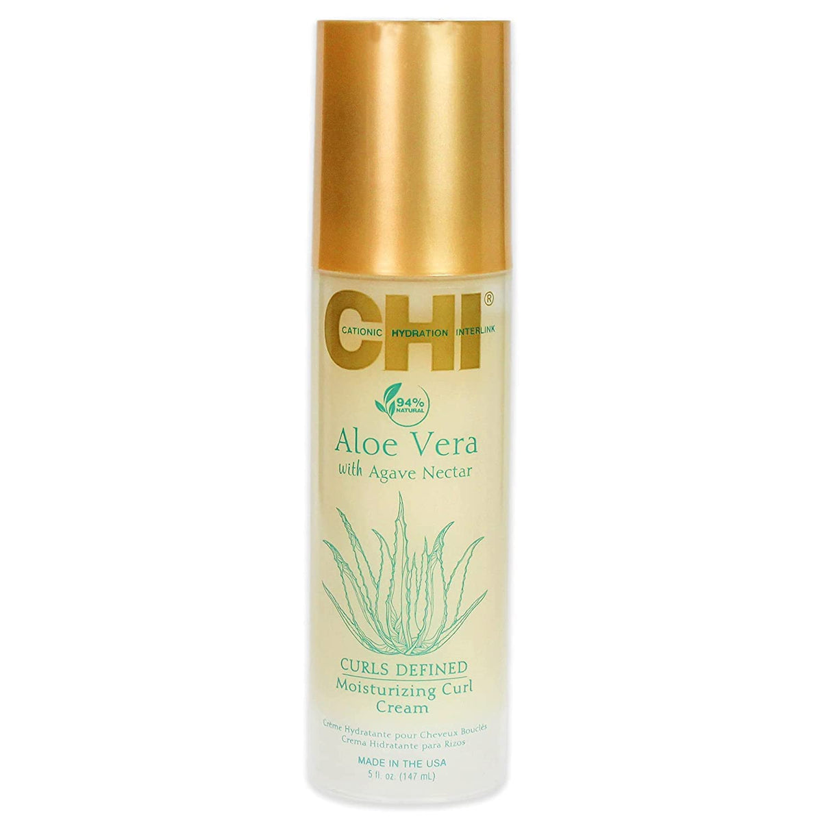 CHI Aloe Vera Moisturizing Curl Cream bottle showing lightweight formula for defined curls