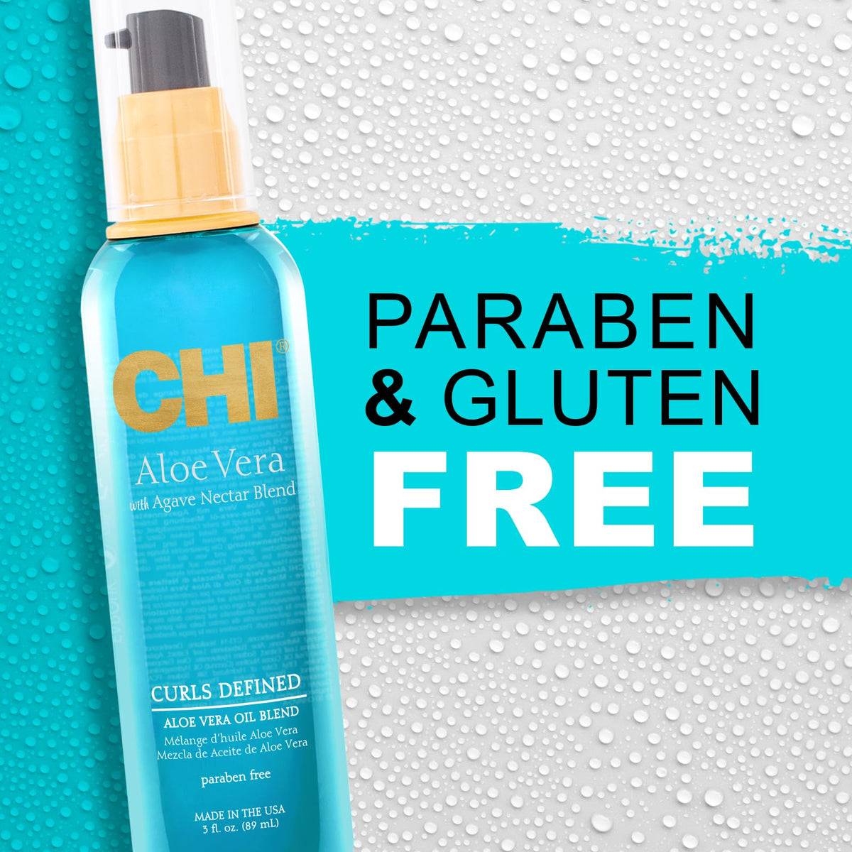 CHI Aloe Vera Oil with Silk Protein adds gentle nourishment and shine.