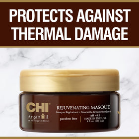 CHI Argan Oil Rejuvenating Masque application helps hydrate from mid-length to ends.