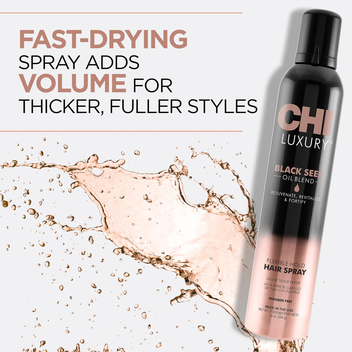 CHI Black Seed Oil hairspray mist adds texture for fuller hair.