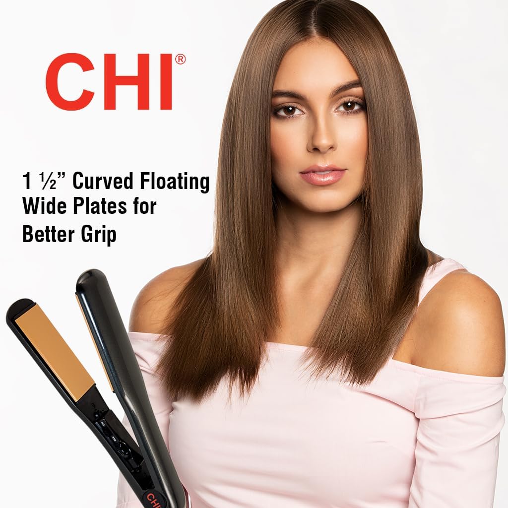 Sleek CHI iron finishing with shiny, smooth hair after styling.