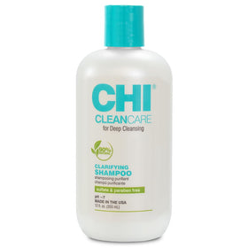 CHI CleanCare clarifying shampoo bottle showing deep cleanse for scalp and hair