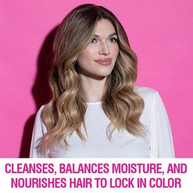 Close-up of CHI ColorCare Color Lock Shampoo label highlighting color preservation.