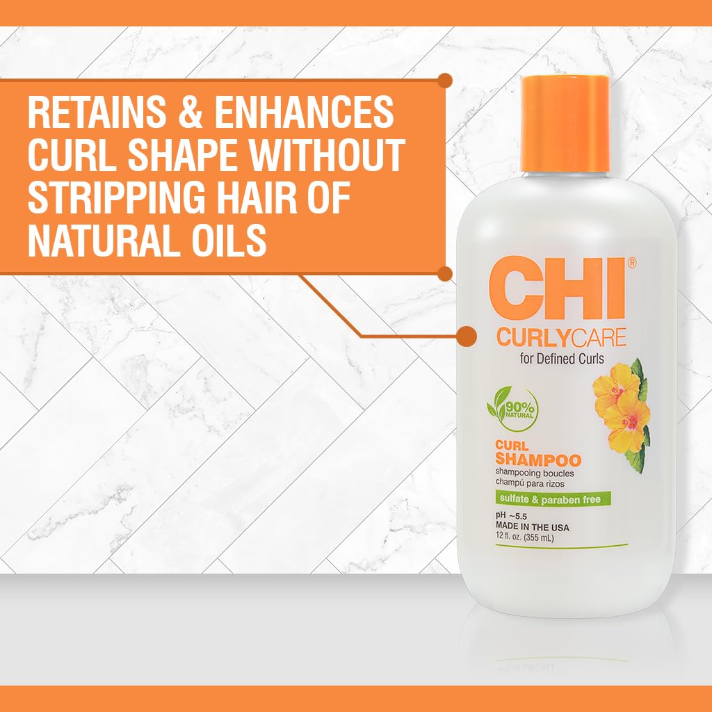 Close-up of CHI CurlyCare Shampoo lather for gentle cleansing.