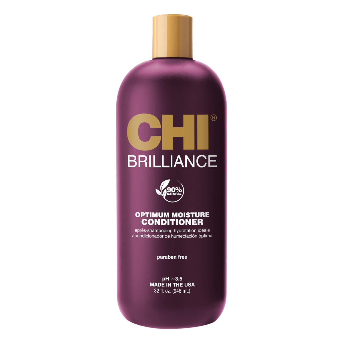 CHI Deep Brilliance Optimum Moisture conditioner bottle showing hydrating formula for dry hair.