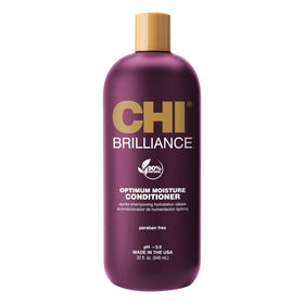 CHI Deep Brilliance Optimum Moisture conditioner bottle showing hydrating formula for dry hair.