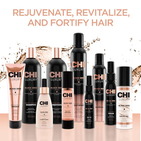 Glamorous hold on model hair using CHI hairspray.