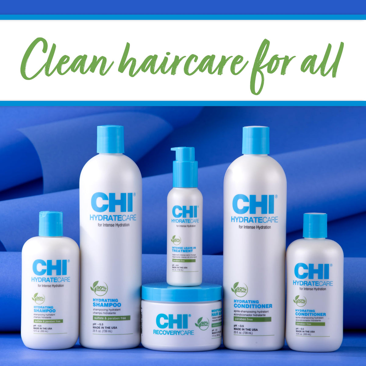 CHI HydrateCare ingredients Aloe Vera and Sea Kelp, offering moisture and conditioning.