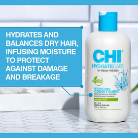 Sea kelp image emphasizes moisture retention for strengthened-looking CHI HydrateCare hair