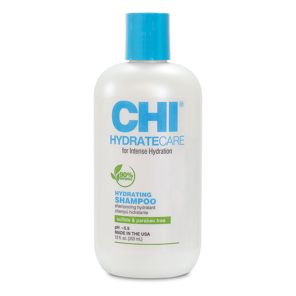CHI HydrateCare shampoo bottle front view, hydrating formula for dry hair.
