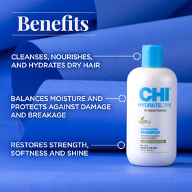 CHI HydrateCare shampoo lather close-up, rich foam for gentle cleansing.