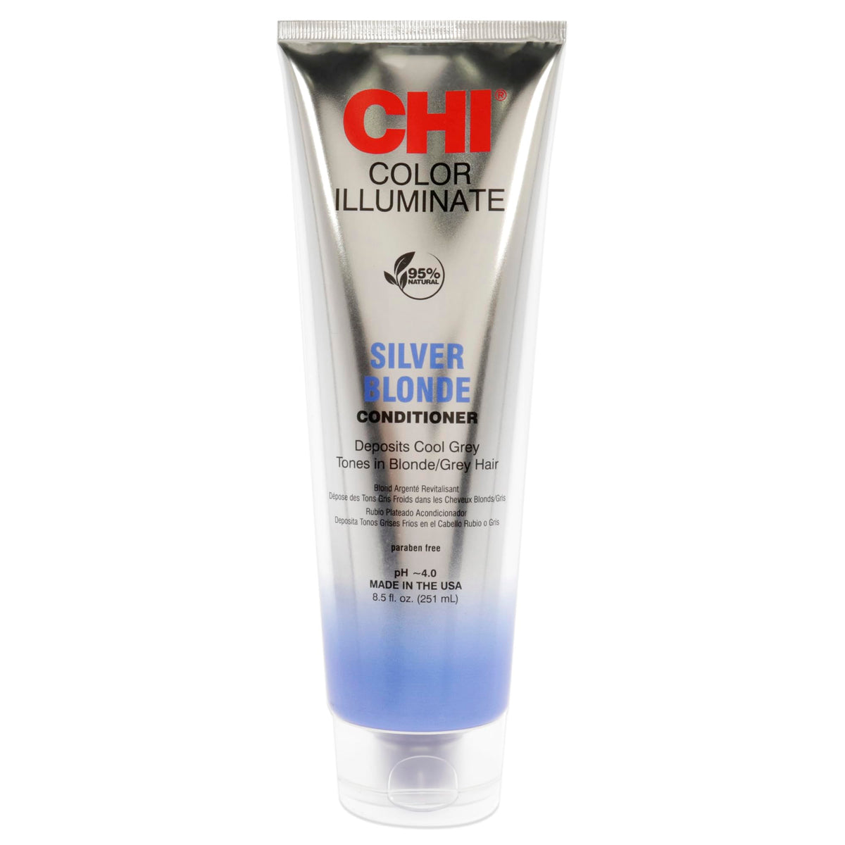 CHI Ionic Color Illuminate conditioner bottle showing color-refreshing formula for hair