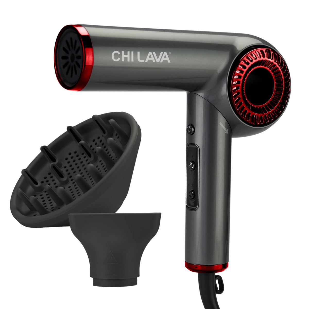 CHI Lava brushless motor dryer in compact folded form for travel-ready styling.