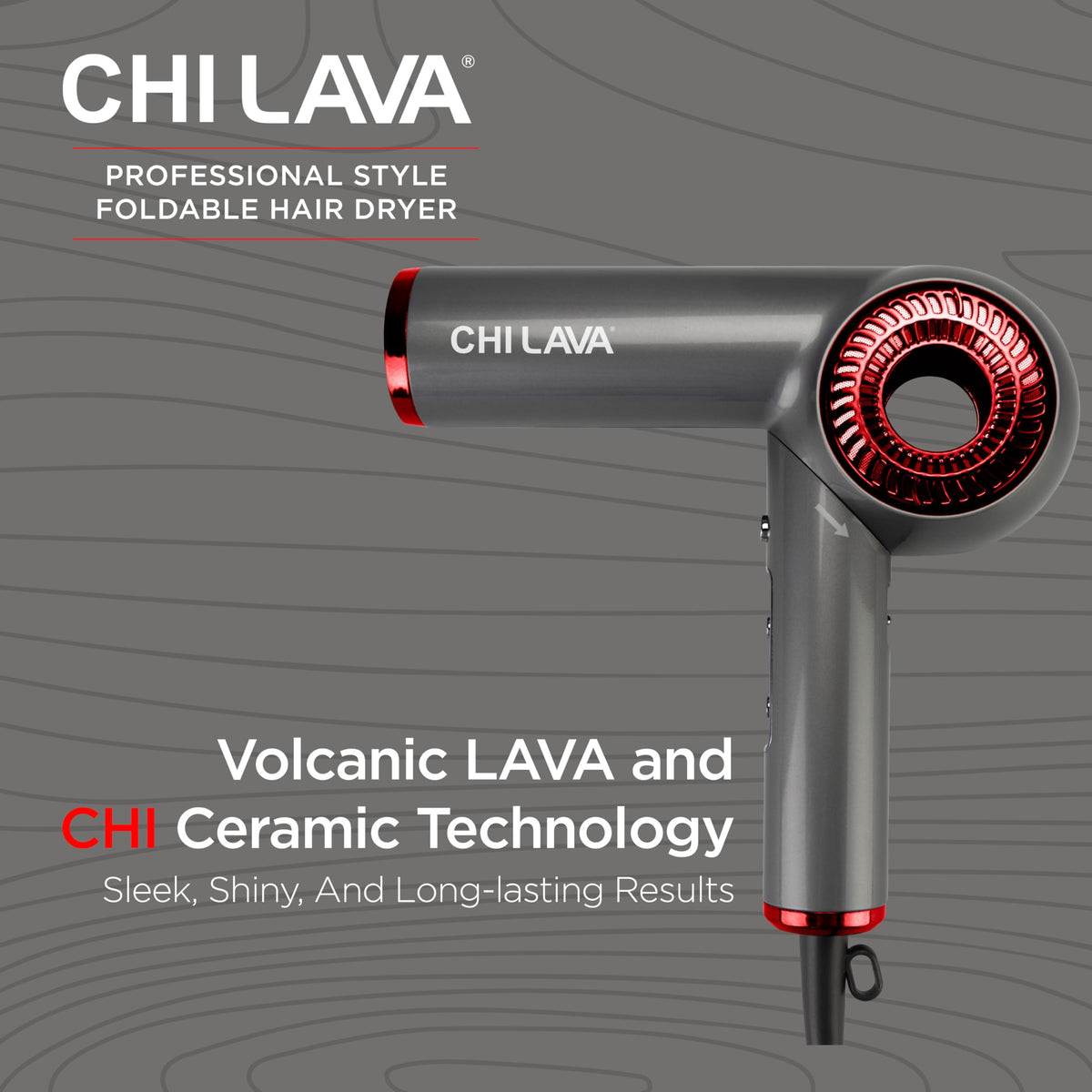 CHI Lava ceramic-volcanic heat conduction delivers even drying and gentle styling.